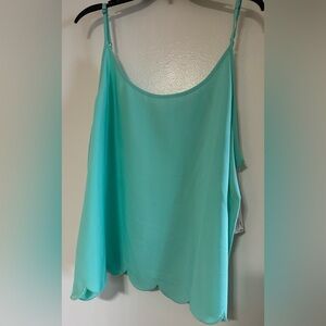 Mint green camisole top with scalloped edge and spaghetti strap